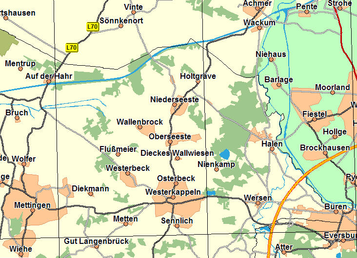 Karte von Westerkappeln